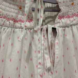 hunter bell top.  gathered neckline with ties.